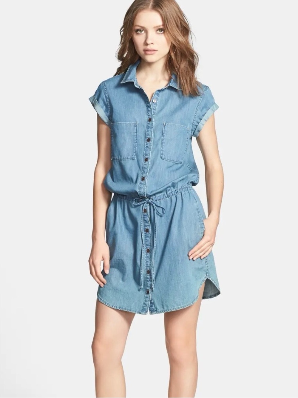 PAIGE Light Blue Denim Shirt Dress